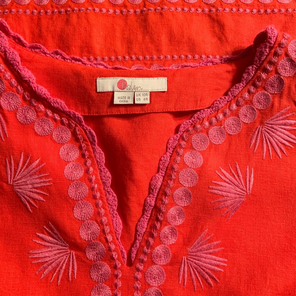 Linen embroidered Boden casual dress.